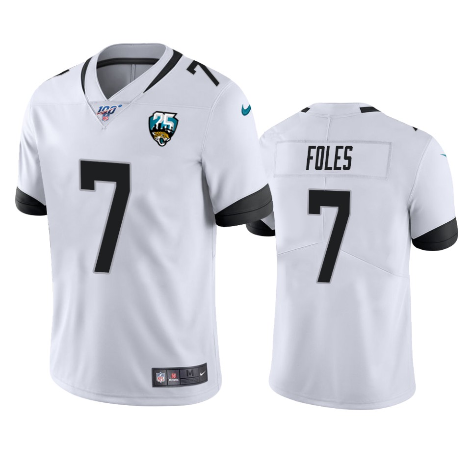 Men Nike Jacksonville Jaguars #7 Nick Foles White 25th Anniversary Vapor Limited Stitched NFL 100th Season Jersey